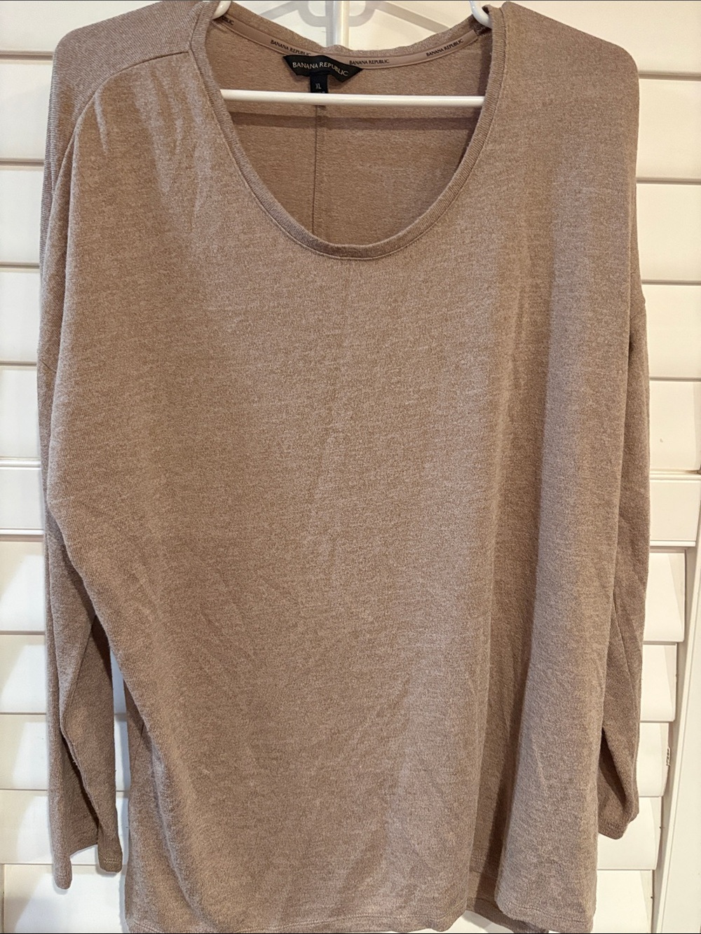 Banana Republic Taupe Scoop Neck Long-Sleeve Top